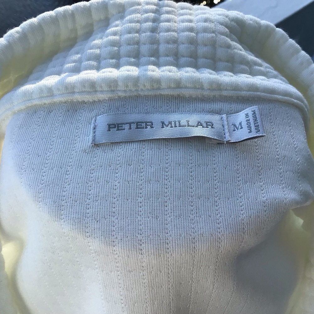 Peter Millar Off White Full-Zip Waffle Weave Textured Men's Zip Sweater Jacket - Picture 10 of 11